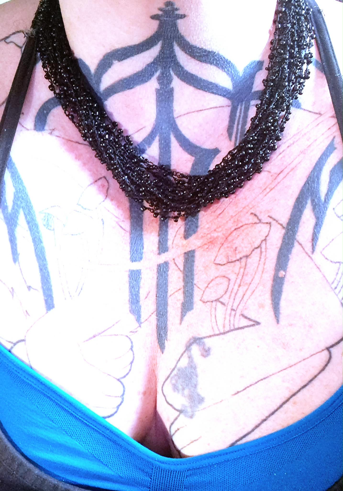 Vintage Black Beaded Collar Necklace, Crocheted, Glass Beads