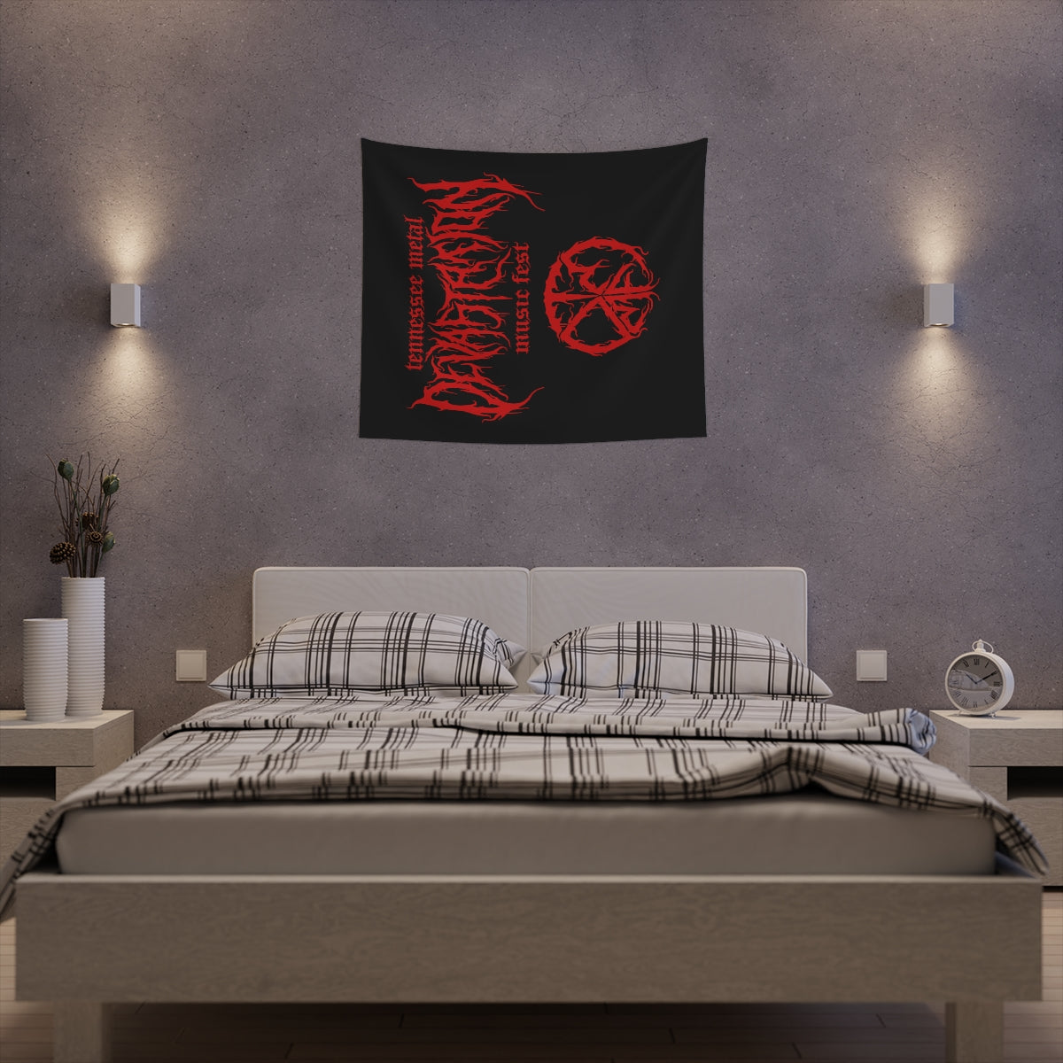 TMDMF Red Logo and Symbol Printed Wall Tapestry