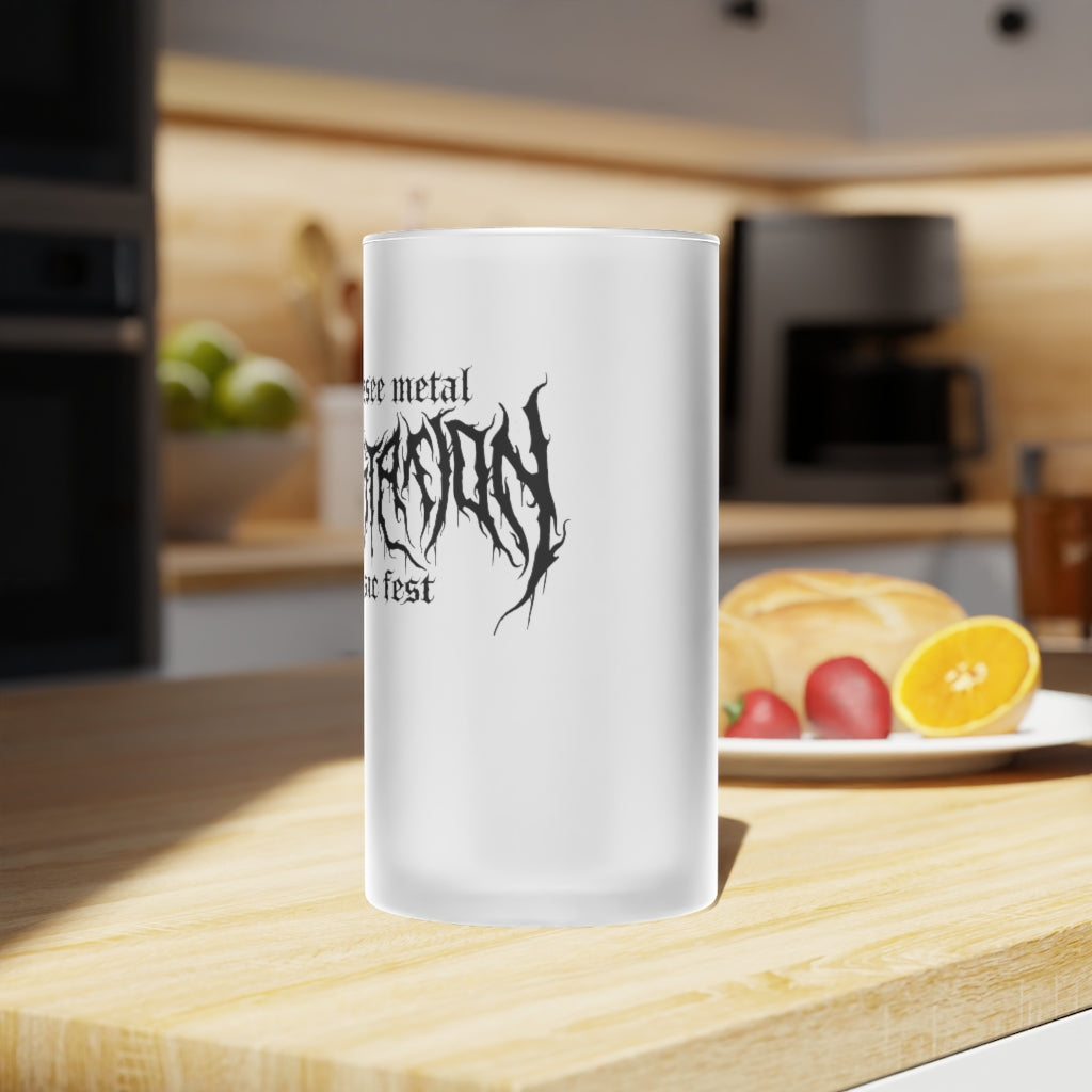 TMDMF Black Logo Frosted Glass Beer Mug