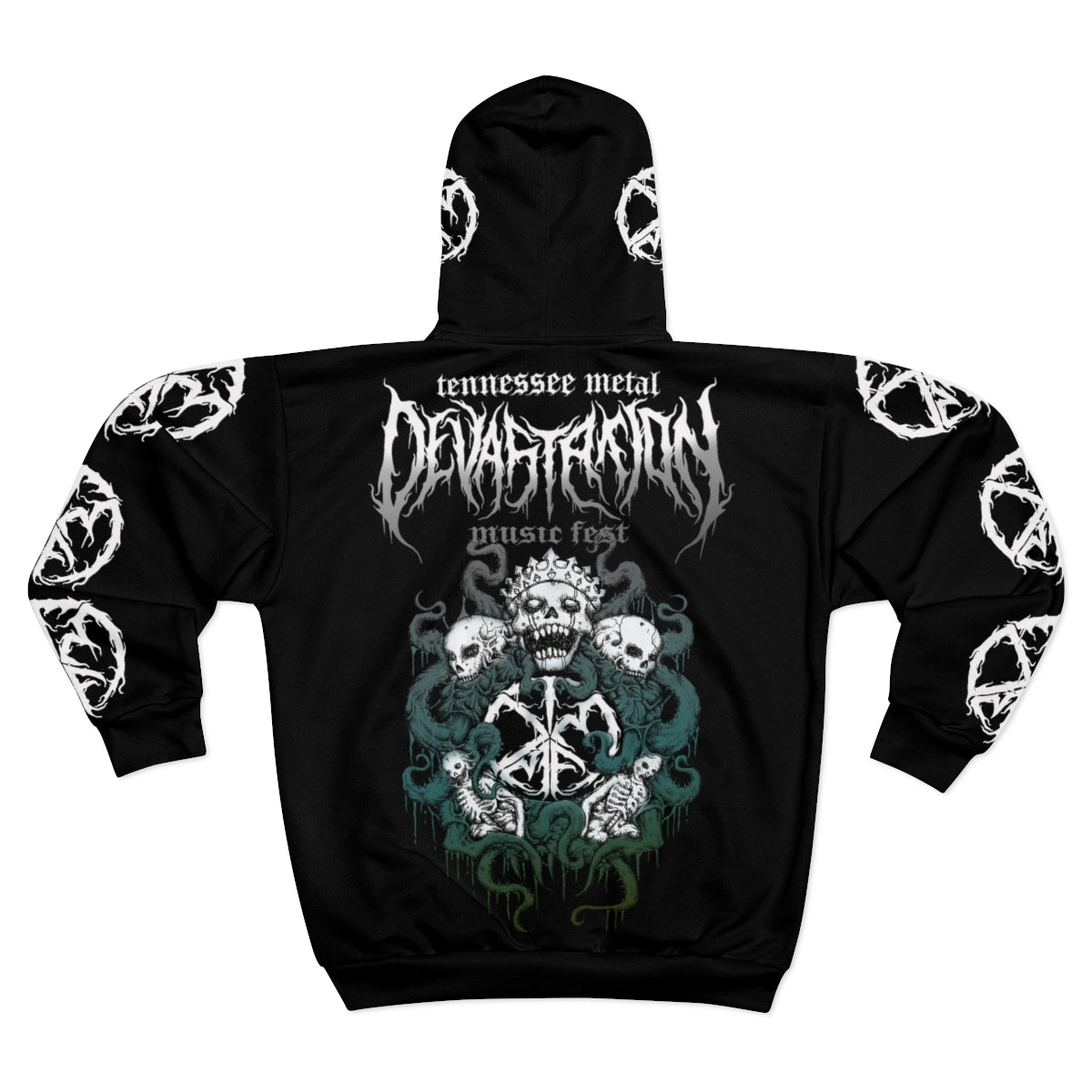 TMDMF Skull Logo All-Over Print Unisex Zip Hoodie
