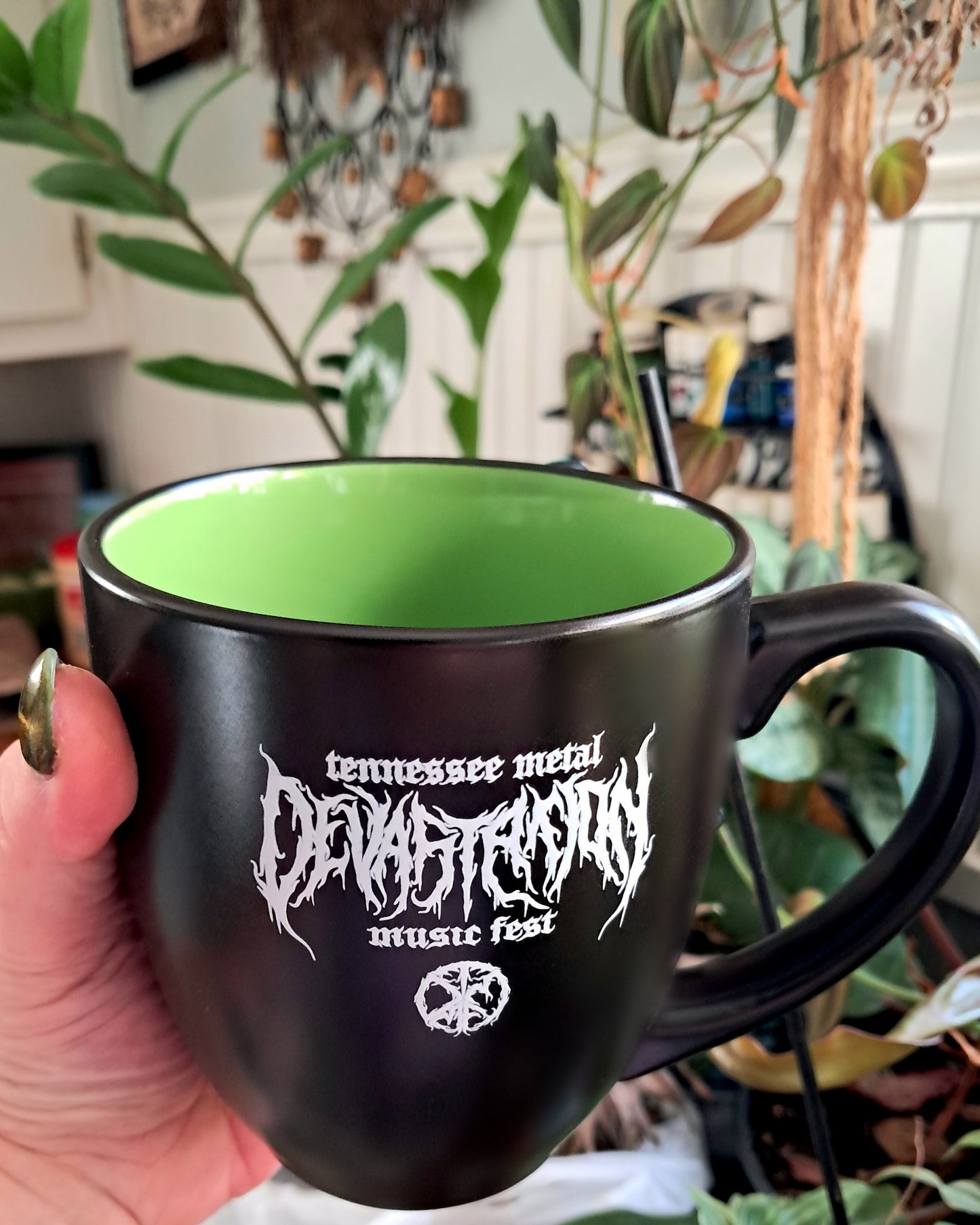 2025 Fest Bistro Mugs Ceramic Green and Black 16 oz.