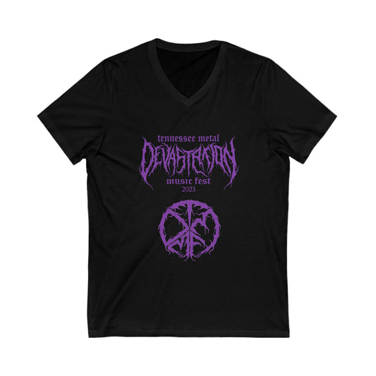 Front Only Unisex Jersey Short Sleeve V-Neck Fest Logo Tee