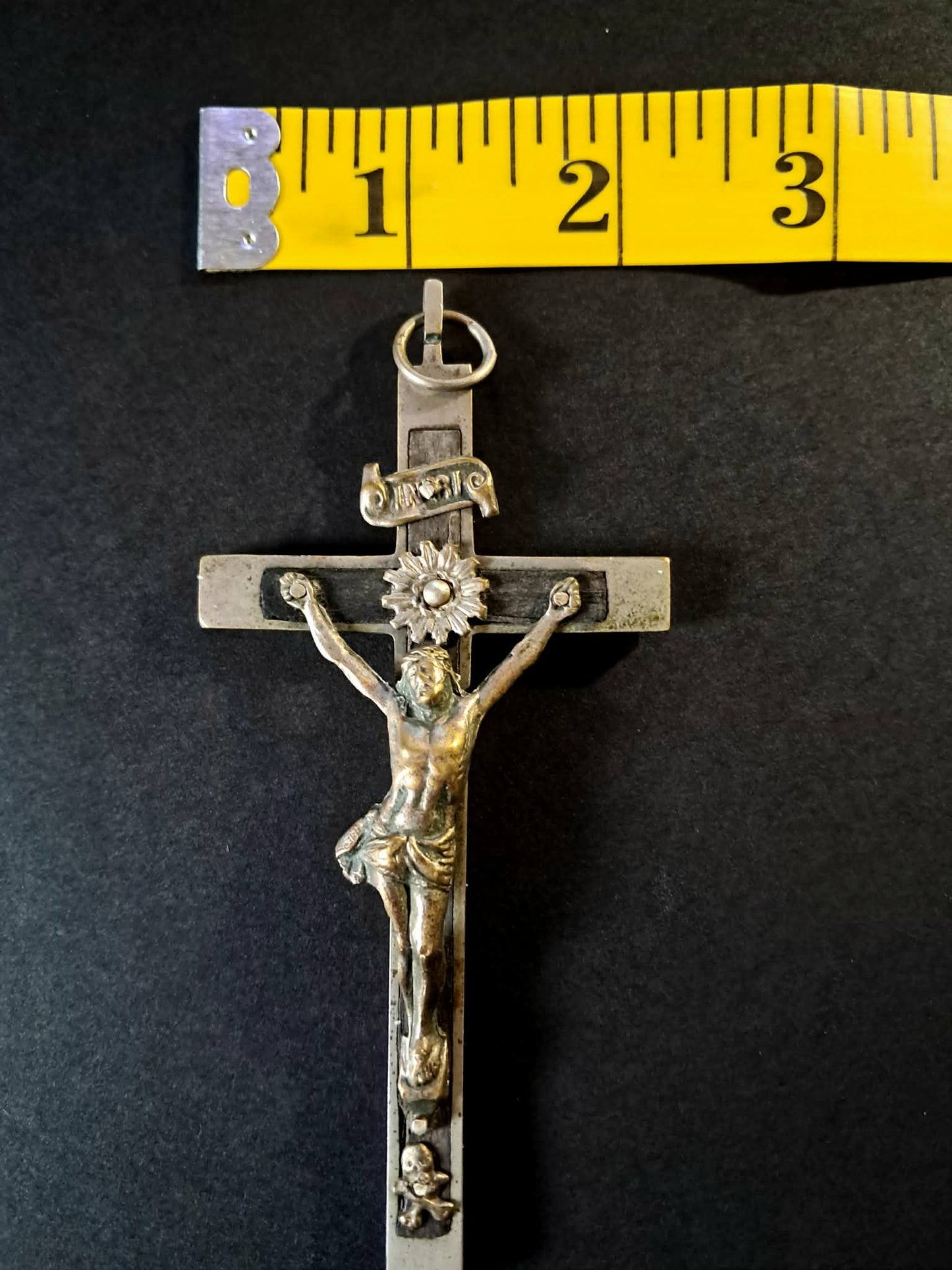 Antique Iron & Wood Memento Mori Crucifix  - Late 1800’s- early 1900’s European