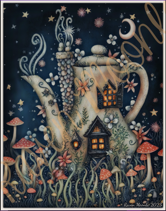 Art Print of Original Painting - Teapot Cottage