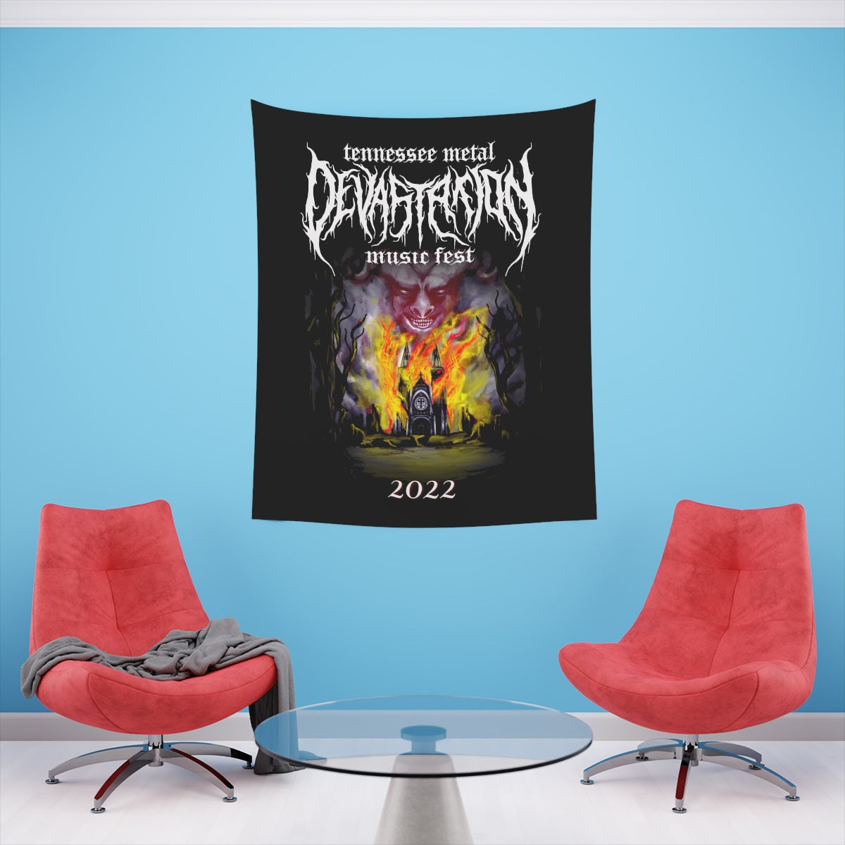 TMDMF Burning Church Printed Wall Tapestry