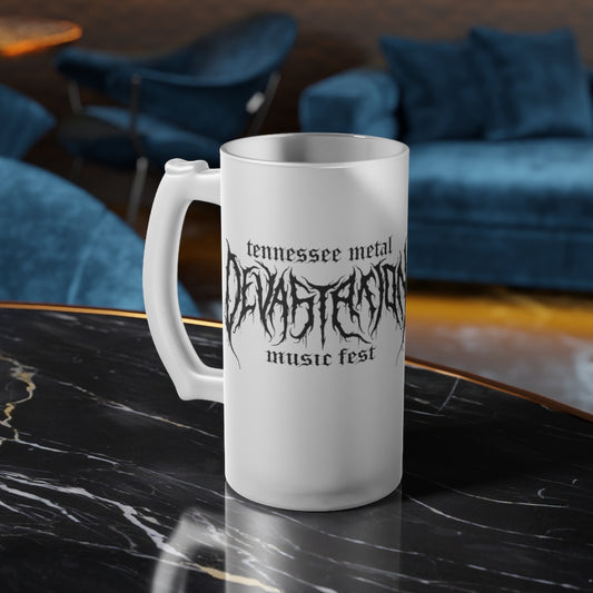 TMDMF Black Logo Frosted Glass Beer Mug