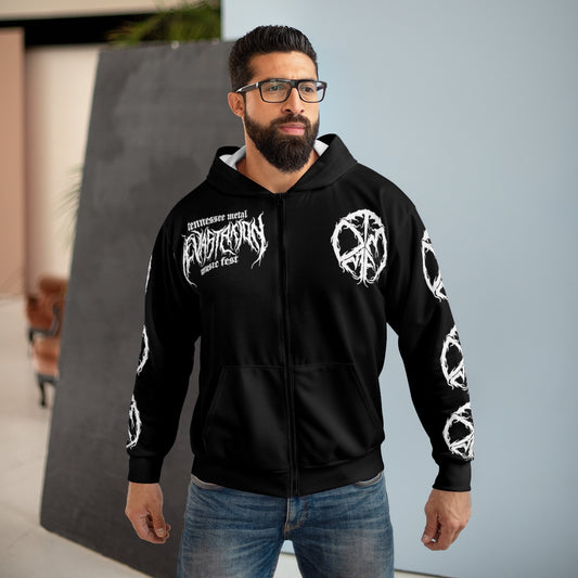 TMDMF Skull Logo All-Over Print Unisex Zip Hoodie