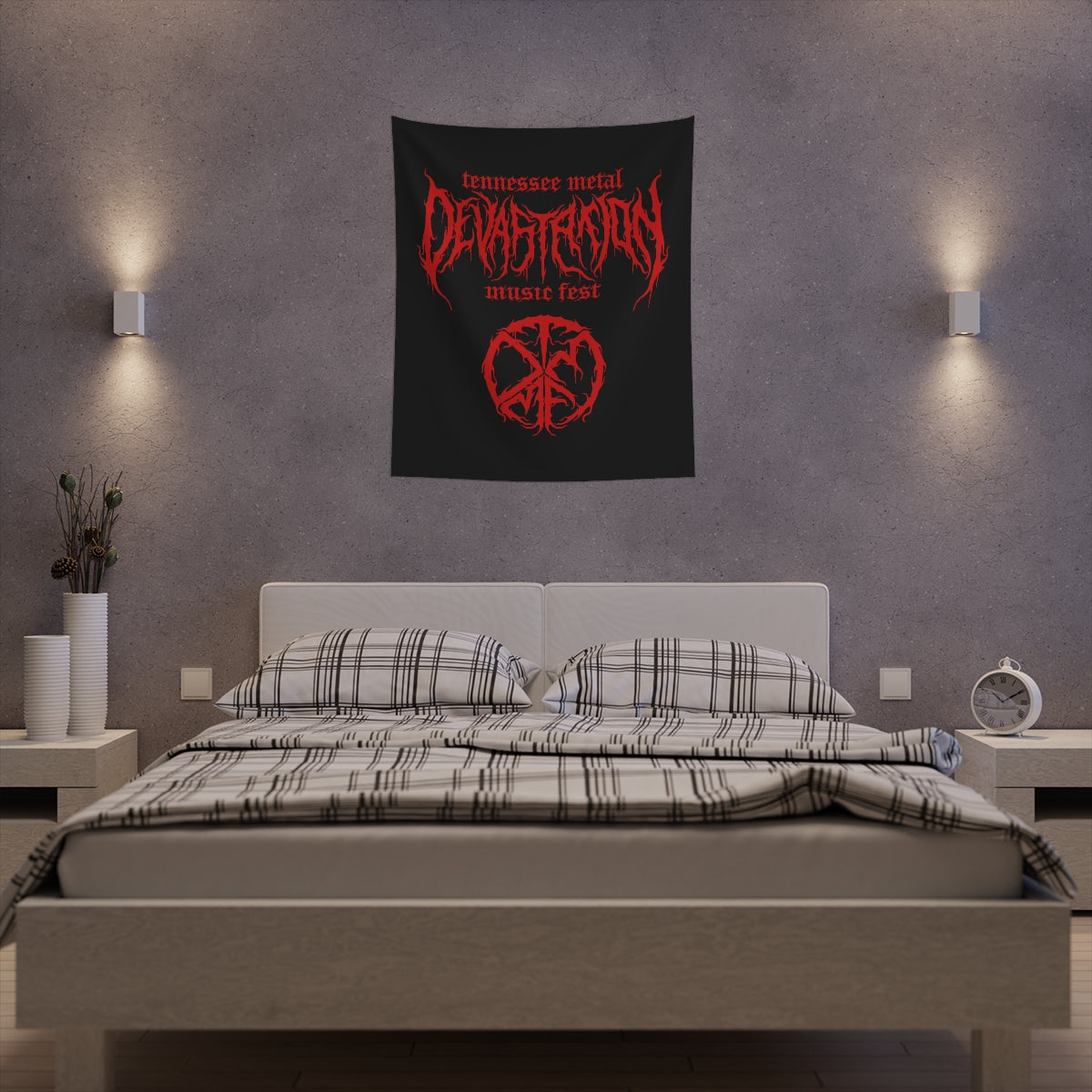 TMDMF Red Logo and Symbol Printed Wall Tapestry
