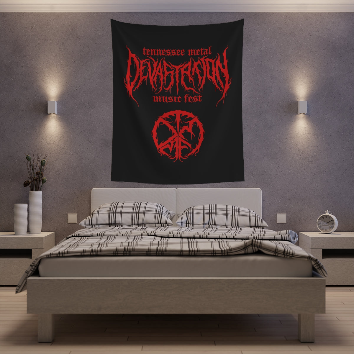 TMDMF Red Logo and Symbol Printed Wall Tapestry