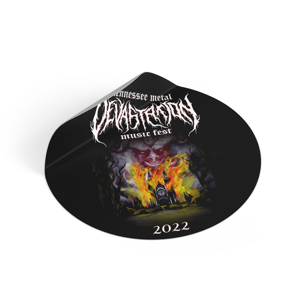 TMDMF Burning Church Round Vinyl Stickers