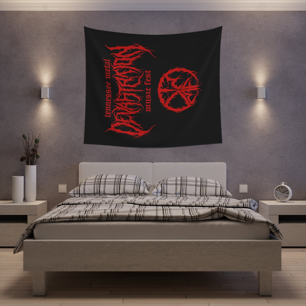 TMDMF Red Logo and Symbol Printed Wall Tapestry