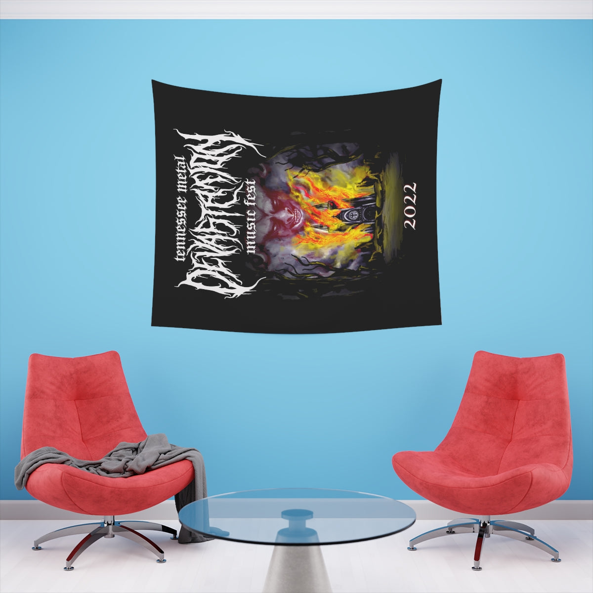 TMDMF Burning Church Printed Wall Tapestry
