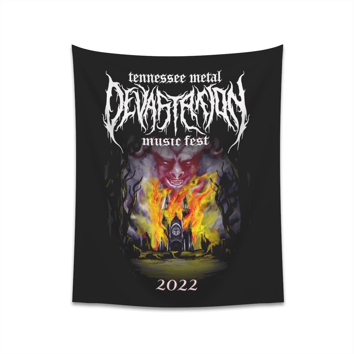 TMDMF Burning Church Printed Wall Tapestry